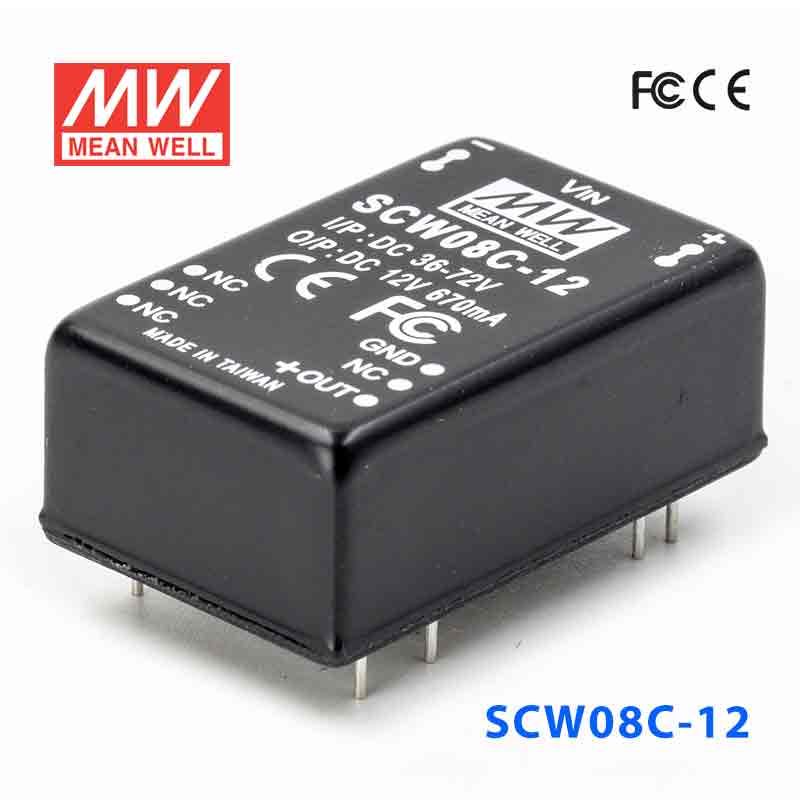 SCW08C-12 SCW08C-12 8W 36~72V 输入 12V 稳压单路输出明纬DC-DC转换模块电源