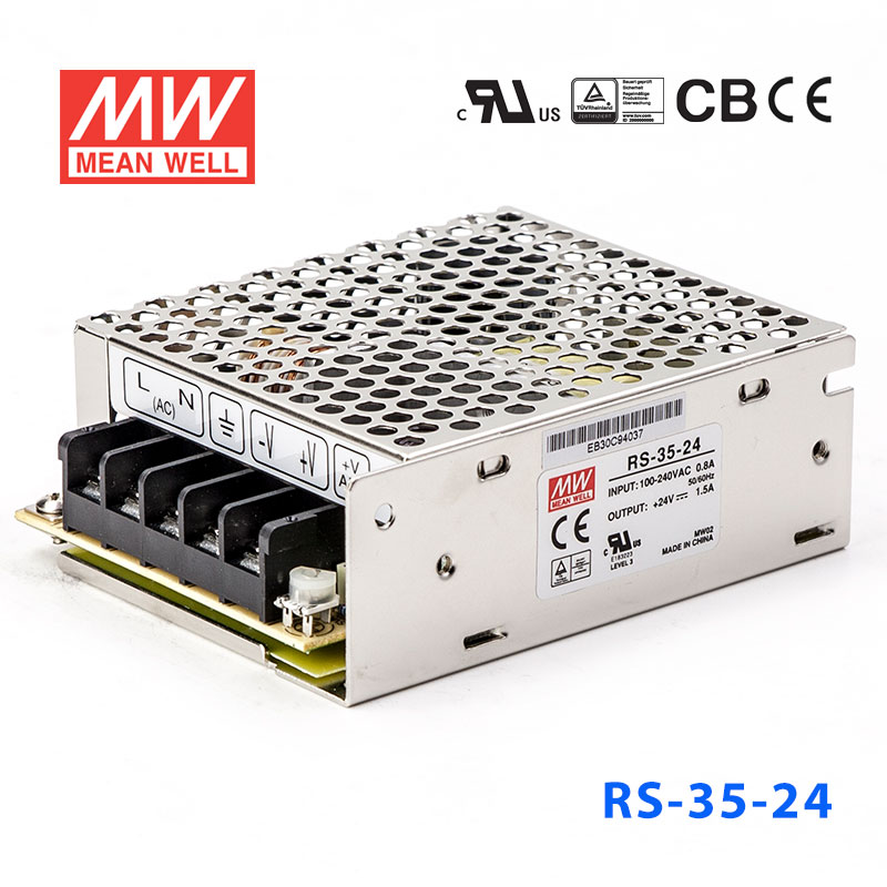 RS-35-24 RS-35-24 35W 24V1.4A 单路输出明纬开关电源(G3系列-高性能内置有外壳)