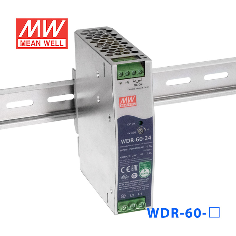 WDR-60-48 WDR-60-48台湾明纬48V 1.25A 60W左右超宽输入工业导轨型电源
