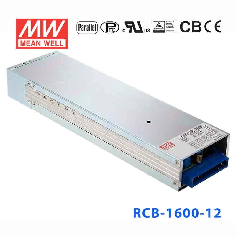 RCB-1600-12 RCB-1600-12 1600W 14.4V 100A 输出带PFC功能明纬1U机架可编程电池充电电源