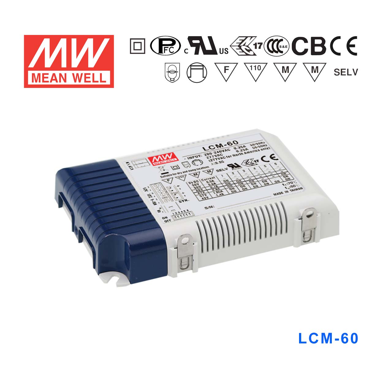LCM-60 LCM-60 60W电压/PWM调光多档输出恒流电源