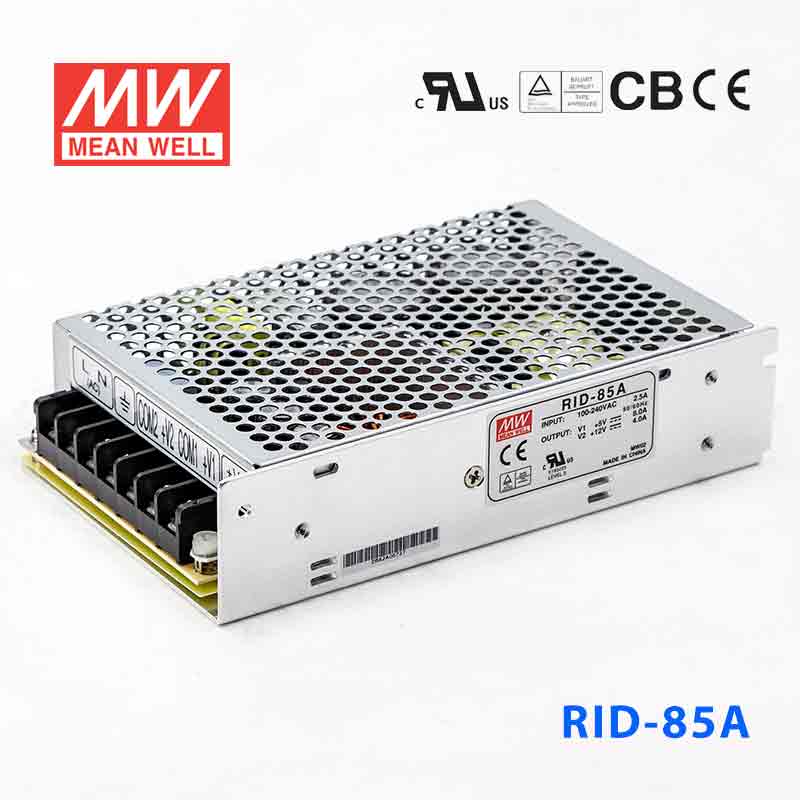 RID-85A RID-85A台湾明纬5V12V隔离双路电源78W直流稳压5V8A+12V4A