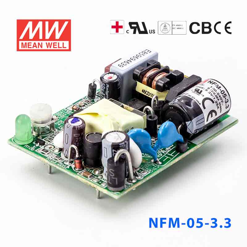 NFM-05-3.3 NFM-05-3.3 5W 3.3V 1.25A 微漏电PCB板单路输出板上插装型医用明纬开关电源