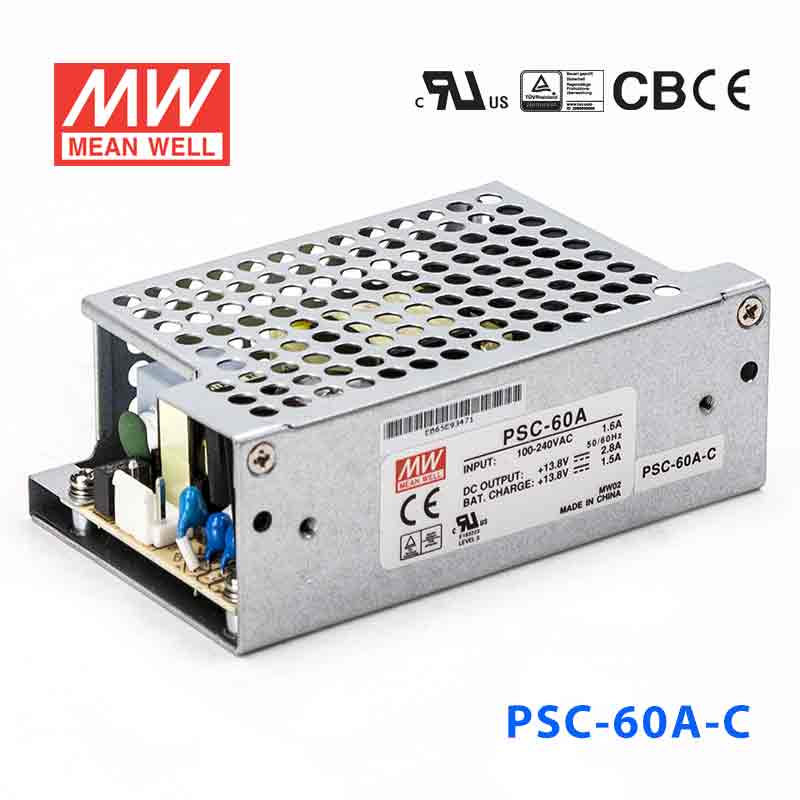 PSC-60A-C PSC-60A-C 60W 13.8V4.3A 单路输出带浮充电直流UPS裸板加外壳明纬安防电源