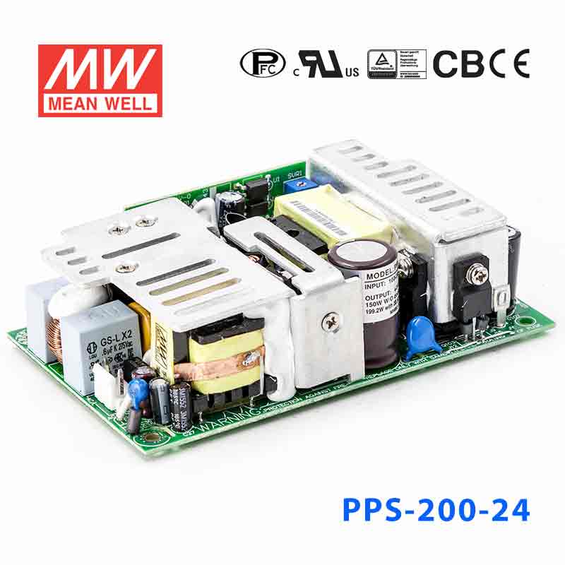 PPS-200-24 PPS-200-24 200W 24V 8.3A 单路输出带PFC功能无外壳PCB板明纬开关电源
