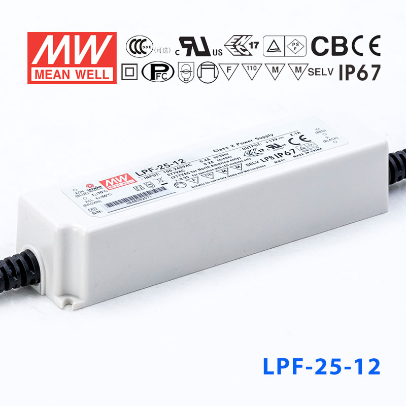 LPF-25-12 LPF-25-12 25W 12V 2.1A 恒压+恒流有PFC高效率塑壳IP67防水LED电源