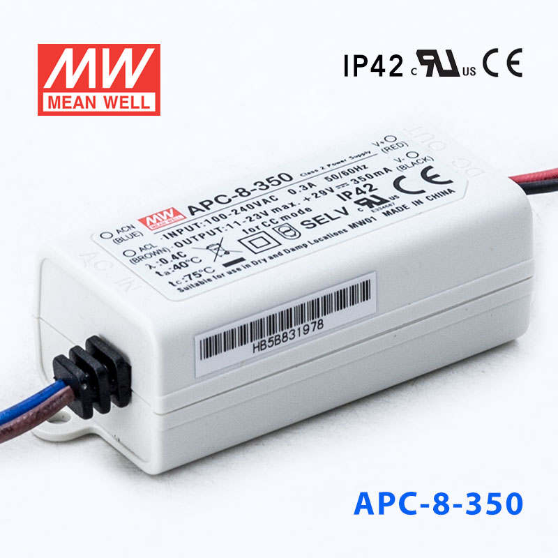 APC-8-350 APC-8-350 8W 11-23V 350mA 明纬牌恒流输出防水塑壳LED照明电源