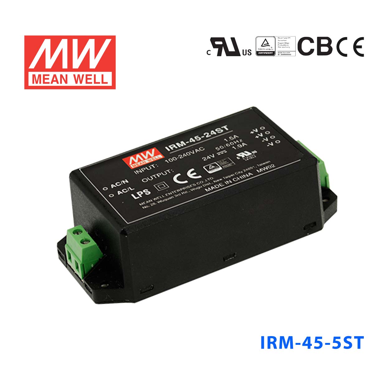 IRM-45-5ST IRM-45-5ST 40W 5V 8A 高能效 端子台接线型 明纬超小型AC-DC模块电源