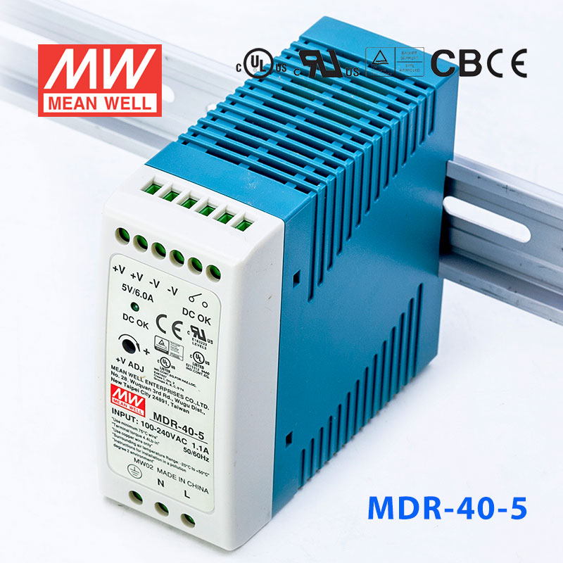MDR-40-5 MDR-40-5 30W 5V6A 单输出低空载损耗DIN导轨型明纬电源