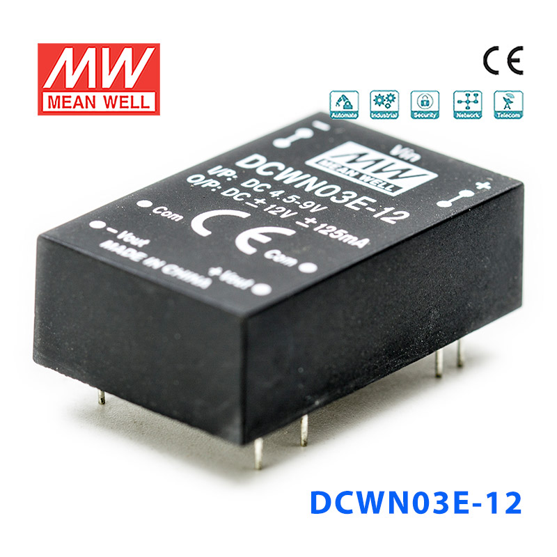 DCWN03E-12 Mean Well DCWN03E-12 DC-DC Converter - 3W 4.5~9V DC in 12V out 250mA