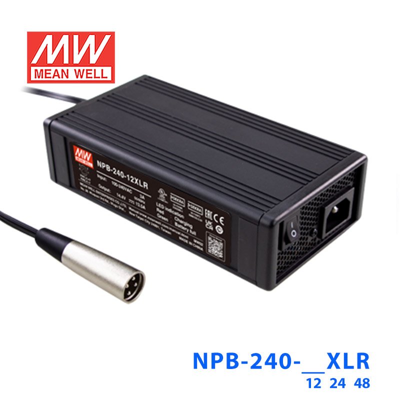 NPB-240-24XLR 明纬NPB-240-24XLR 2/3段式24V8A输出铅酸/锂电池充电器240W