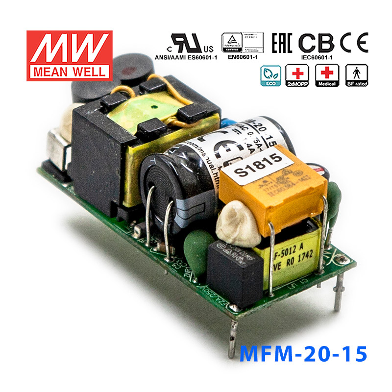 MFM-20-15 MFM-20-15明纬21W 80~264V输入15V1.4A输出PCB裸板医疗开关电源