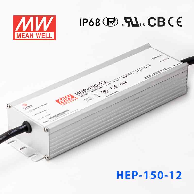 HEP-150-12A HEP-150-12A 150W 12V 12.5A无风扇全密封IP65防护输出电压/电流可调高效率明纬电源