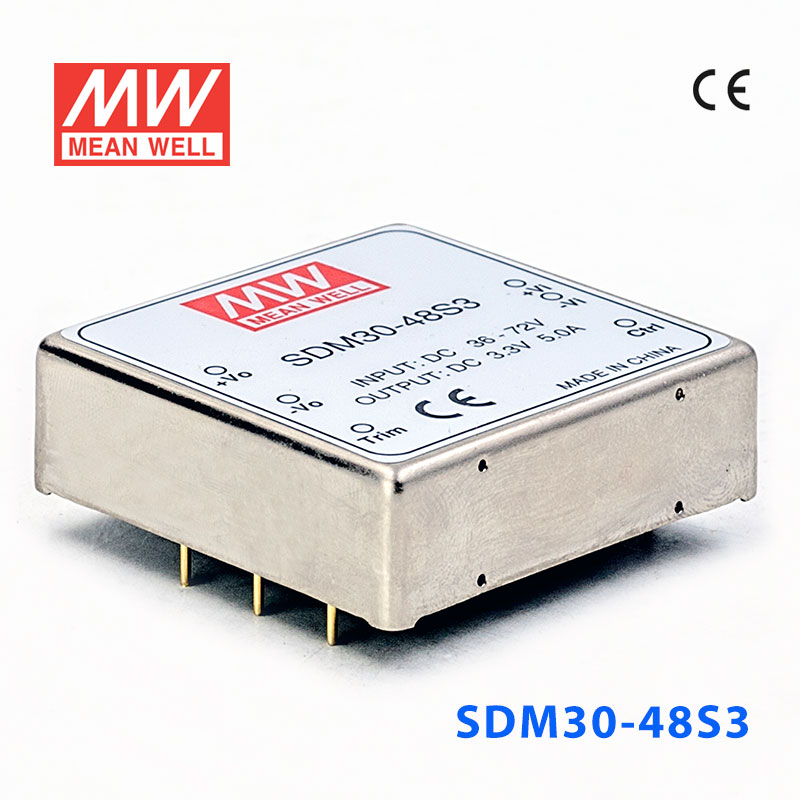 SDM30-48S3 SDM30-48S3 30W 36~72V 输入 3.3V 稳压单路输出明纬DC-DC转换模块电源