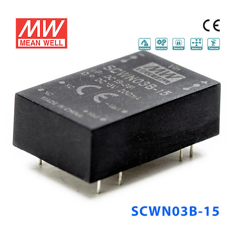 SCWN03B-15 SCWN03B-15 3W 18~36V 转 15V 0.2A 非稳压单路输出DC-DC模块电源