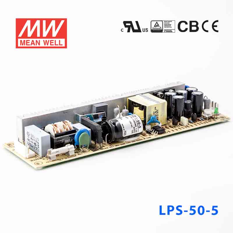 LPS-50-5 LPS-50-5 50W 5V 10A 单路输出无外壳窄条PCB板明纬开关电源