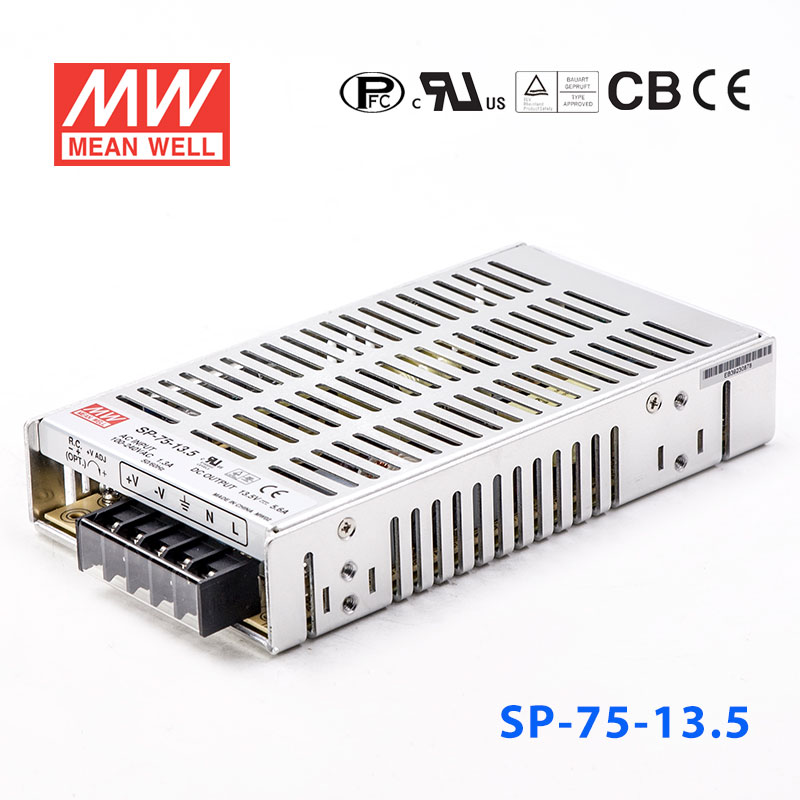 SP-75-13.5 SP-75-13.5 75W 13.5V5.6A 单路输出带PFC功能明纬开关电源