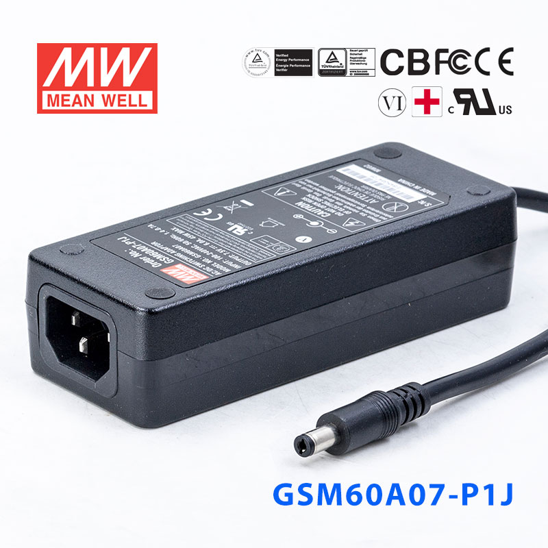 GSM60A07-P1J GSM60A07-P1J 60W 7.5V6A明纬高能效医疗型IEC320-C14插口电源适配器
