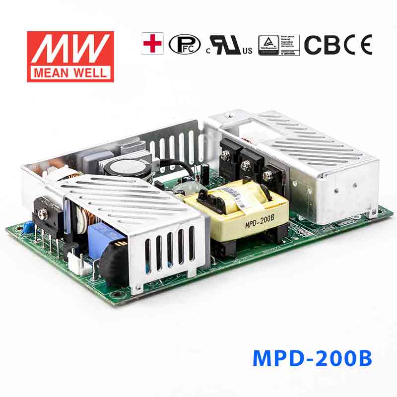 MPD-200B MPD-200B 200W +5V 24A +24V 4.8A 双路输出微漏电带PFC医用无外壳明纬开关电源