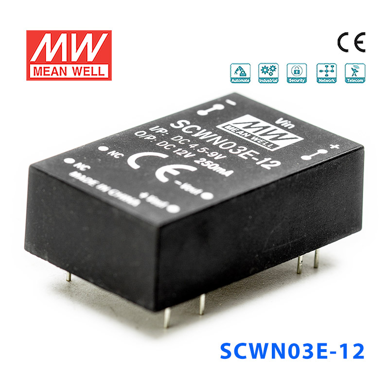 SCWN03E-12 SCWN03E-12 3W 4.5~9V 转 12V 0.25A 非稳压单路输出DC-DC模块电源