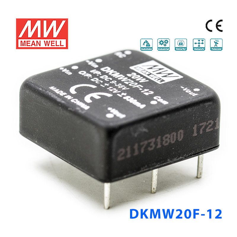 DKMW20F-12 DKMW20F-12 20W 9~36V 转 ±12V 0.83A 非稳压双路输出DC-DC模块电源