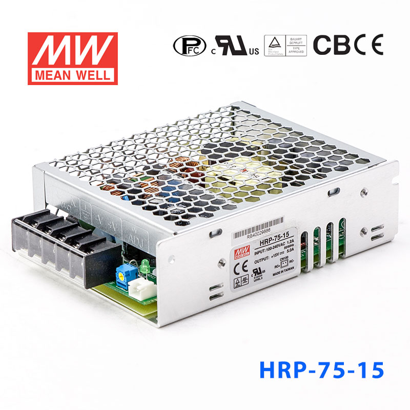 HRP-75-15 HRP-75-15 75W 15V5A 单路输出高性能内置有外壳明纬开关电源