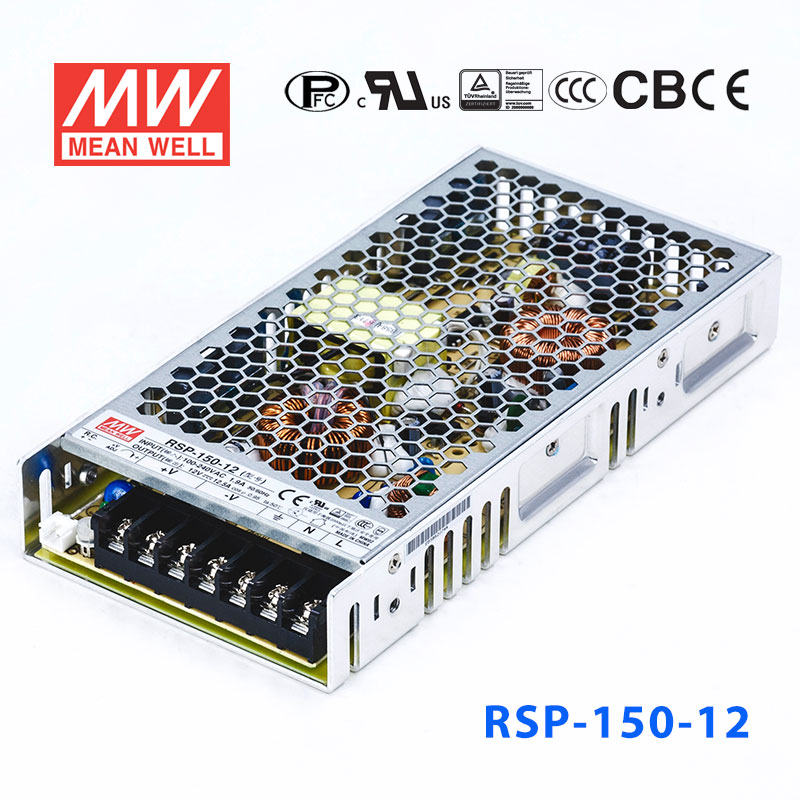 RSP-150-12 RSP-150-12 150W 12V12.5A单路输出低厚度带功率因素校正CCC认证明纬开关电源