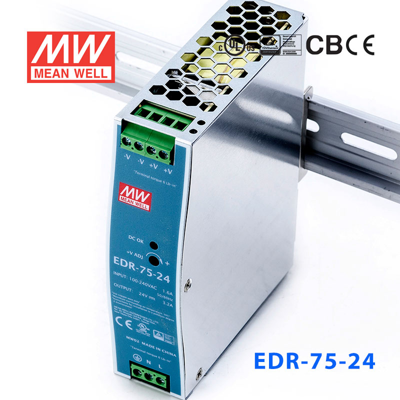 EDR-75-24 EDR-75-24 75W 24V3.2A单路输出明纬超薄型导轨安装电源