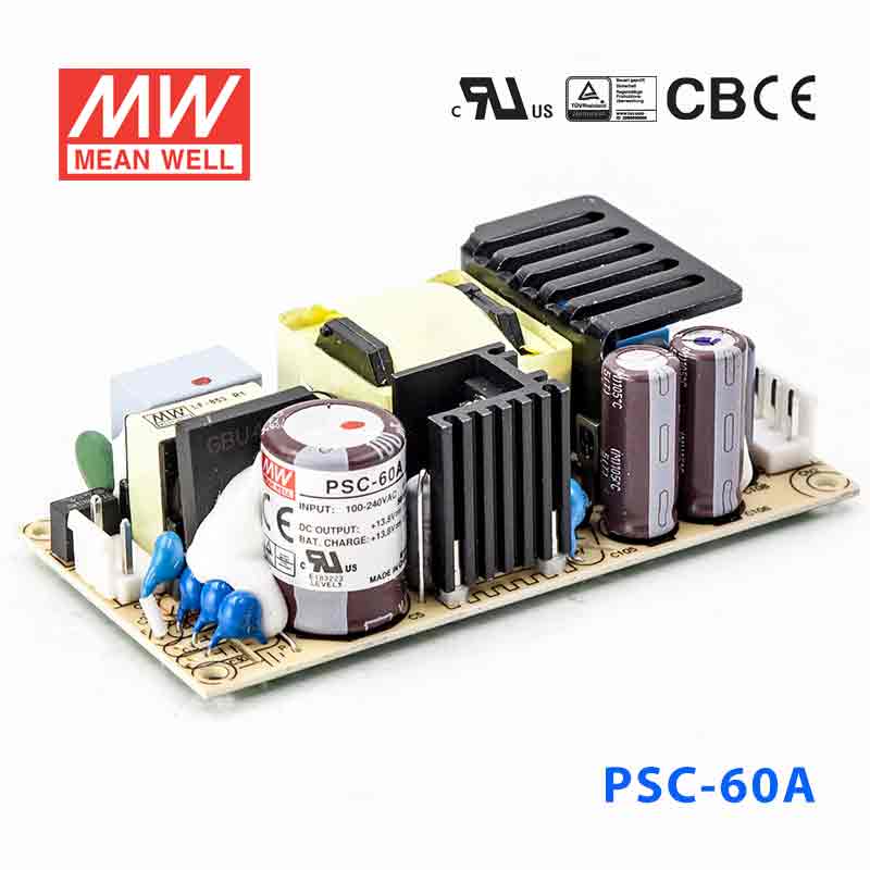 PSC-60A PSC-60A 60W 13.8V4.3A 单路输出带浮充电直流UPS裸板明纬安防电源
