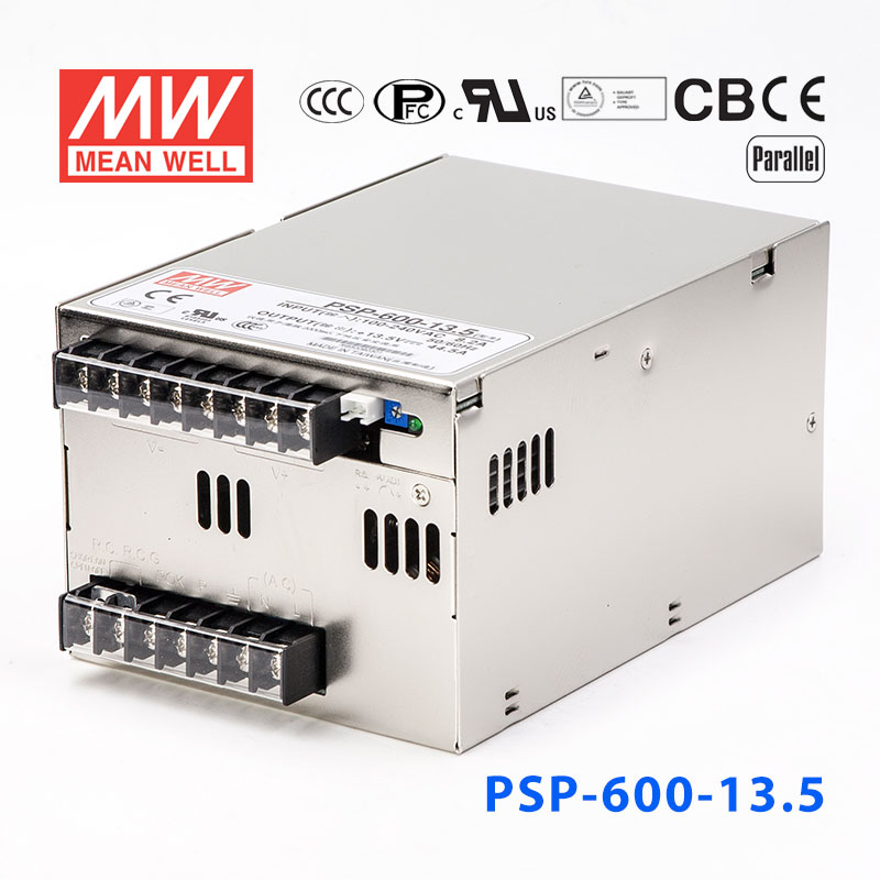 PSP-600-13.5 PSP-600-13.5 600W 13.5V 44.5A 单路输出带功率因素校正可并联明纬开关电源