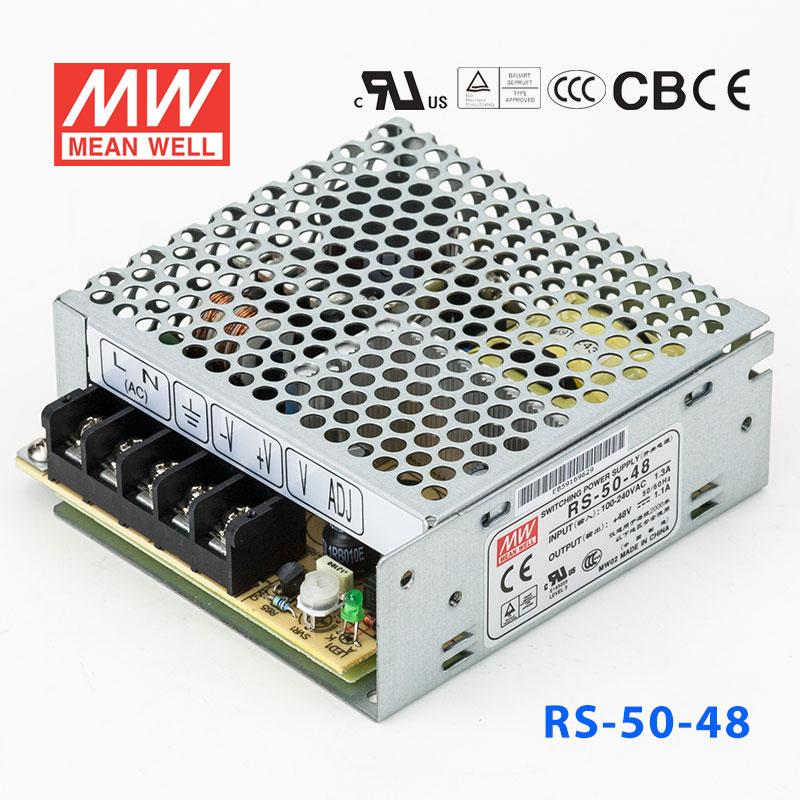 RS-50-48 RS-50-48 50W 48V1.1A 单路输出明纬开关电源(G3系列-高性能内置有外壳)
